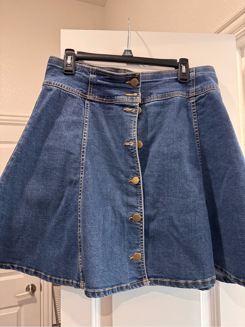 jcpenney Blue Button-Front Denim Skater Skirt